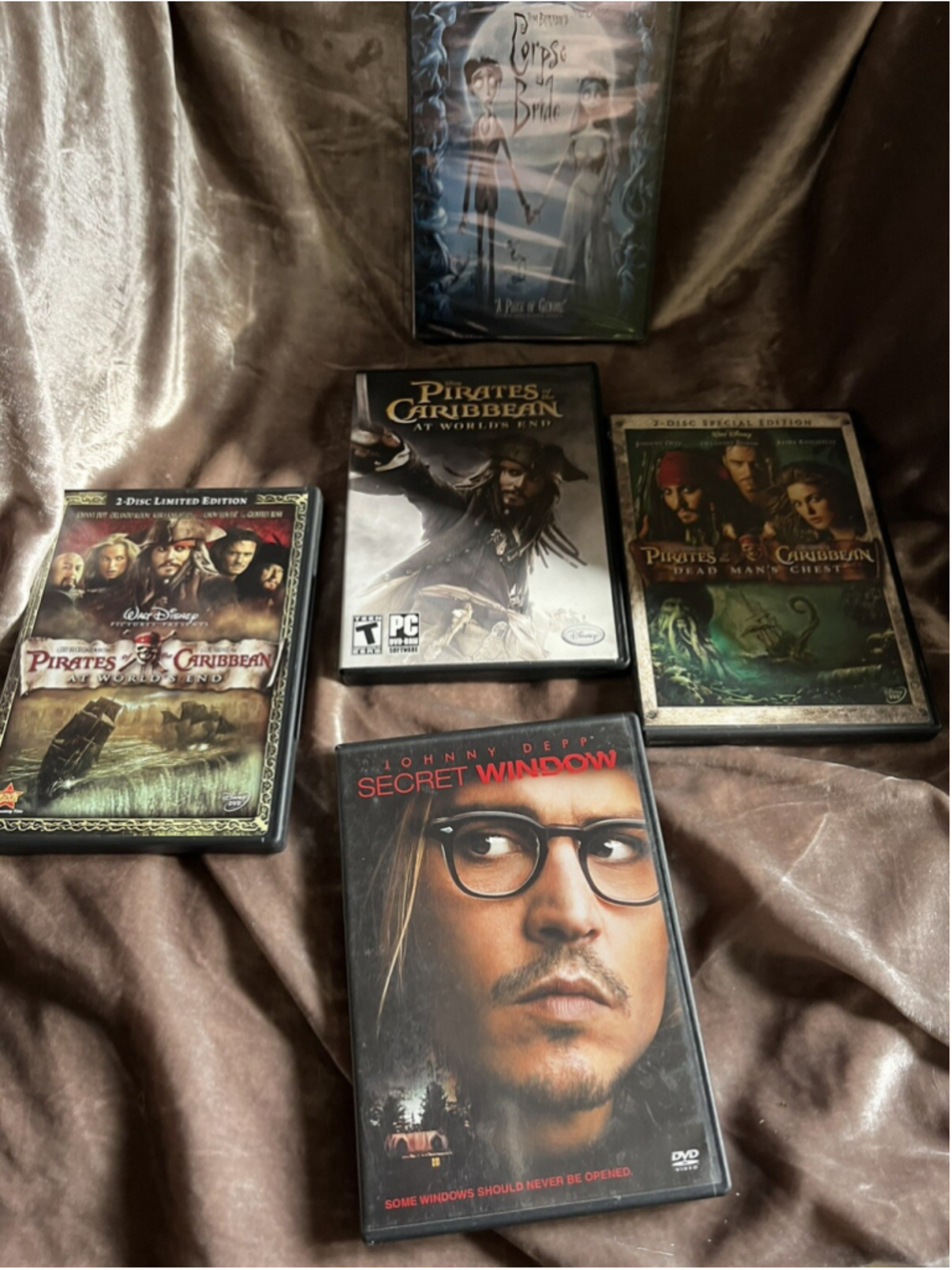 Disney's Pirates of the Caribbean movie BUNDLE on DVD. Johnny Depp WITH MORE